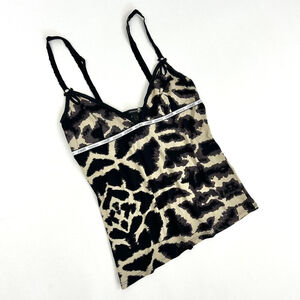 y2k Cavalli tan and black giraffe print cami tank top